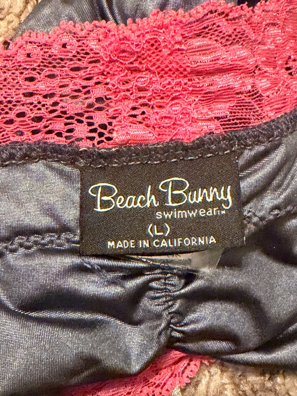 Beach Bunny Pink Lace & Gray Satin Bikini Set - Picture 5 of 5